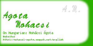 agota mohacsi business card